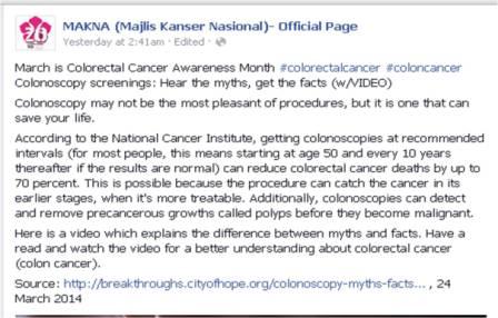 Myths and facts about Colorectal Cancer.